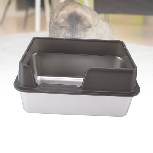 Cat Litter Box with High Enclosed Side,Stainless Steel Litter Box Stainless Steel Litter Box Enclosed Stainless Steel Large Cat Litter Box XL Litter Box for Multiple Cats