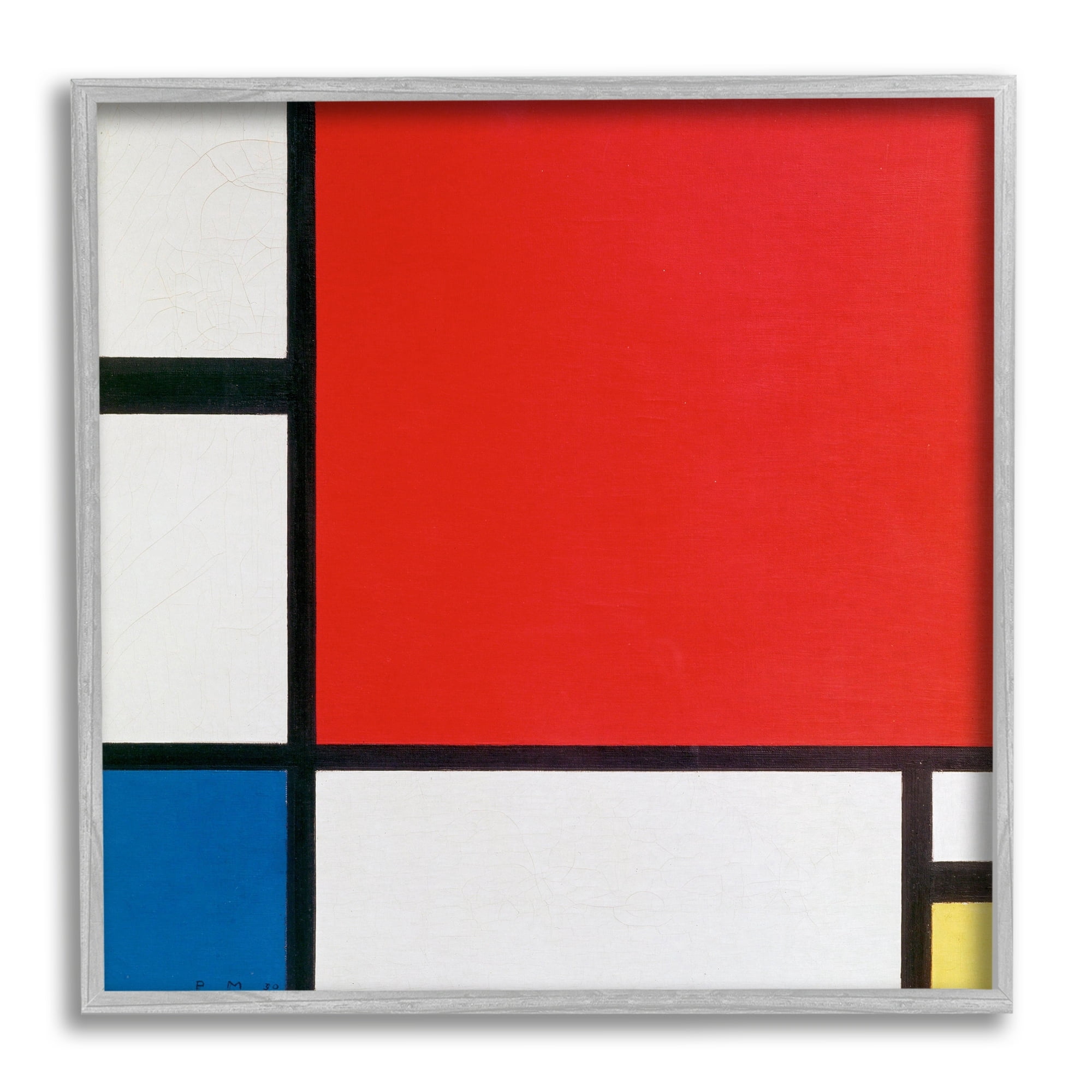 Stupell Industries Composition II in Red Blue Yellow Piet Mondrian Classic Abstract Painting Painting Gray Framed Art Print Wall Art, Design by one1000paintings