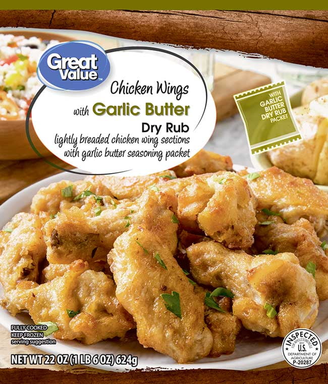 Great Value Garlic Butter Dry Rub Chicken Wings, 22 Oz