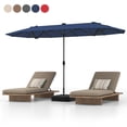 thumbnail image 1 of Patiojoy 13 FT Patio Umbrella Double-Sided Market Umbrella with 36 Solar-Powered LED Lights Cross Base Included Navy, 1 of 10