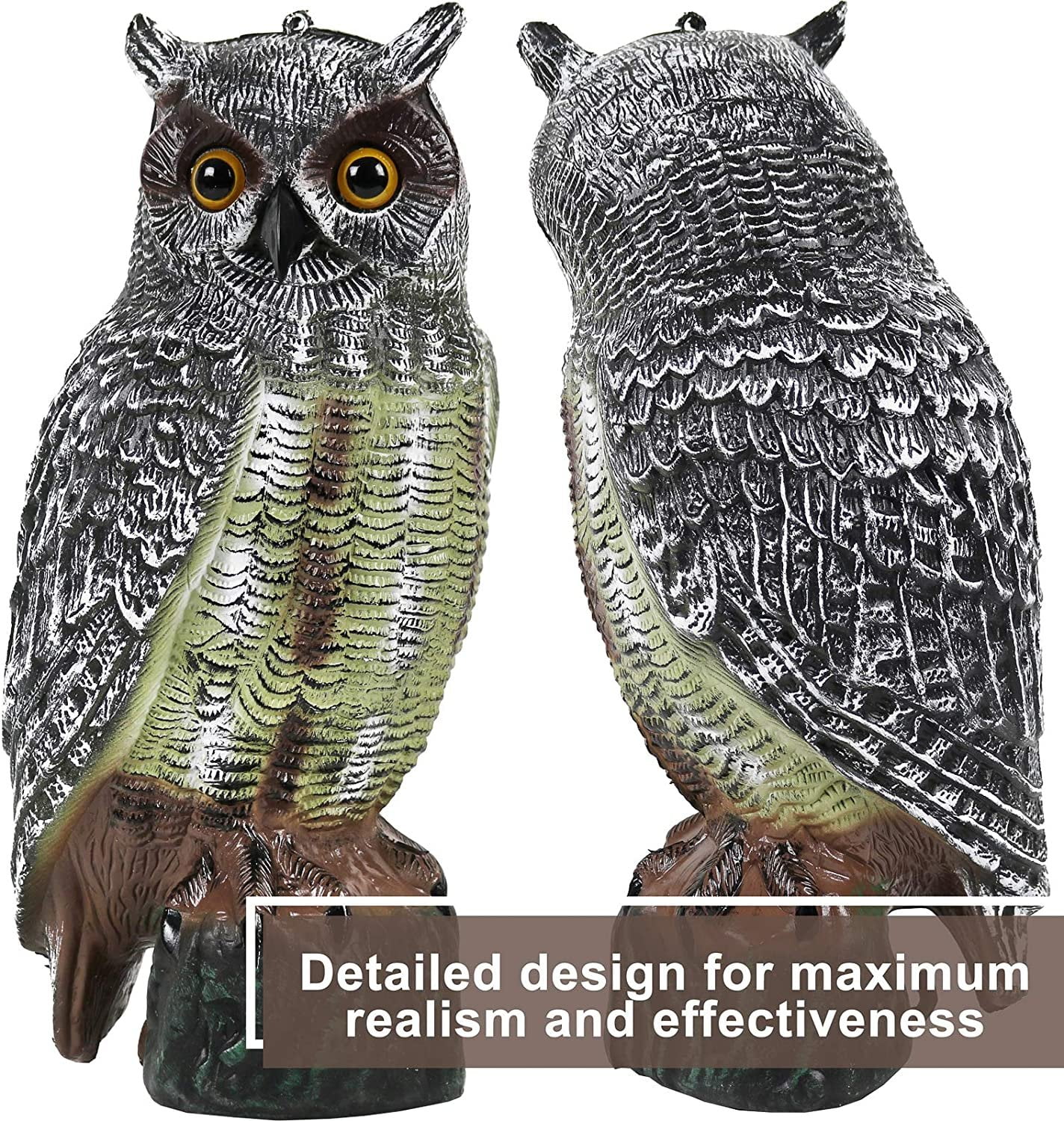 Galashield Owl Decoy | Plastic Owls to Scare Birds Away | Owl Statue for Garden & Outdoors 16.5" Tall