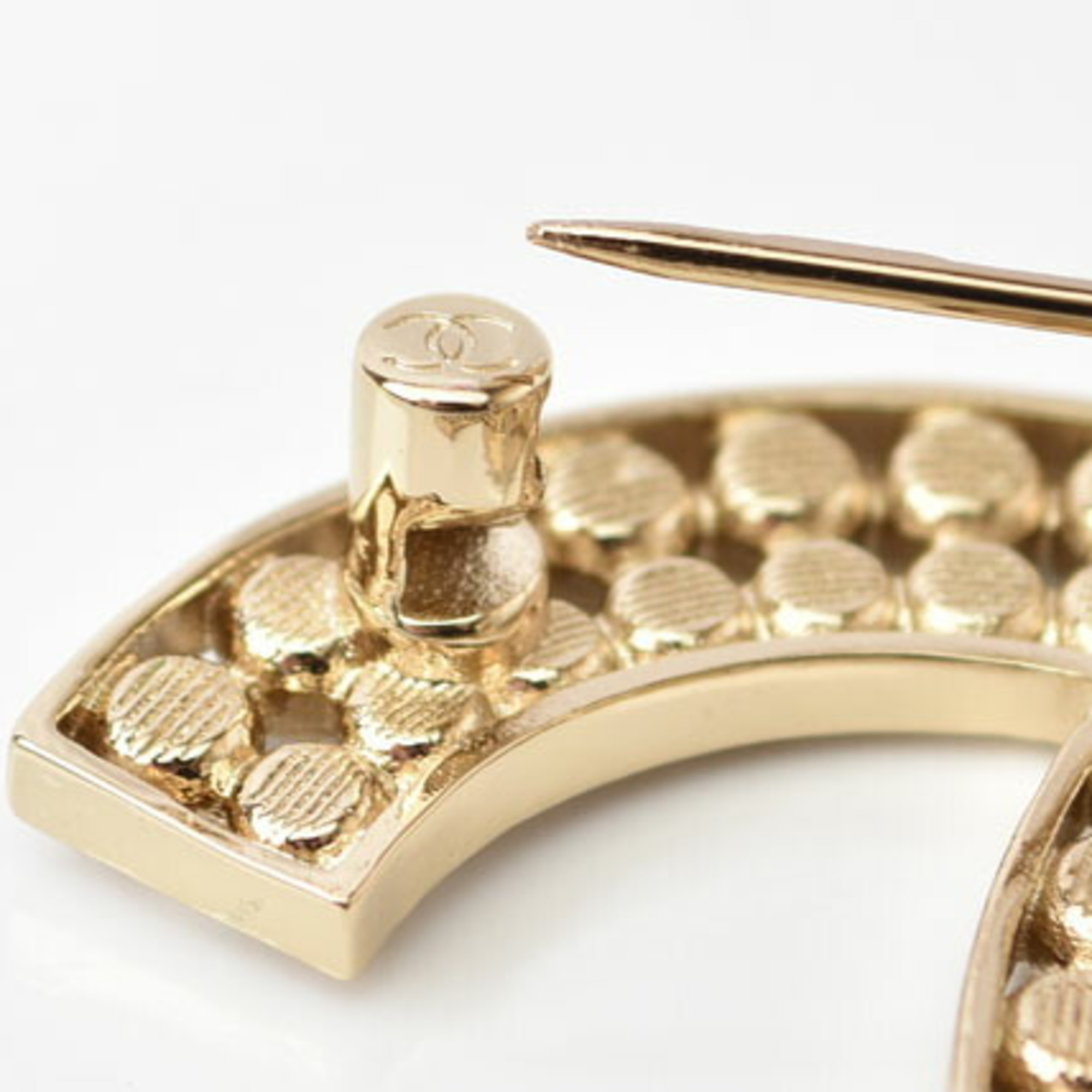 Pre-Owned CHANEL Brooch Pin Coco Mark Rhinestone Gold  display picture 3