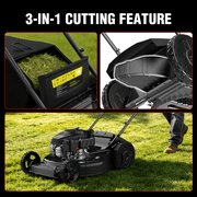 PowerSmart 22 170CC 4-Cycle Gas Lawn Mower, 3-in-1, 6 Adjustable Heights