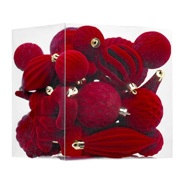 28 adornos navideños de bolas para árbol de Navidad, decoraciones navideñas para fiestas. Rojo