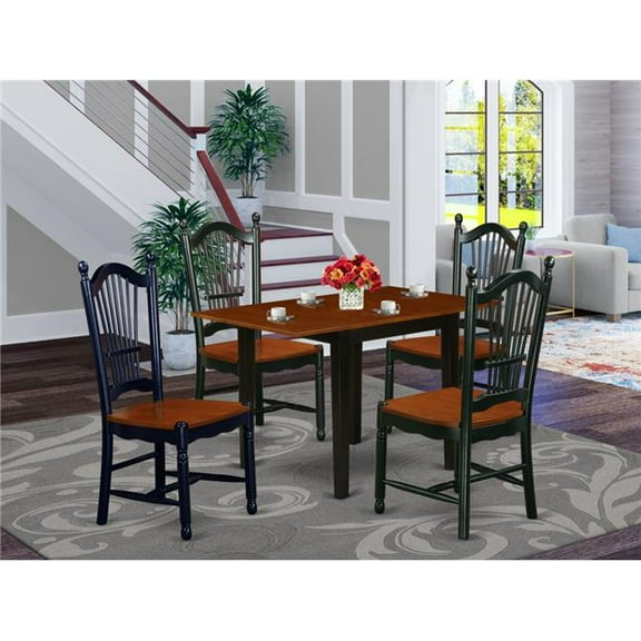 5 Piece Norden Dining Set - Cherry & Black