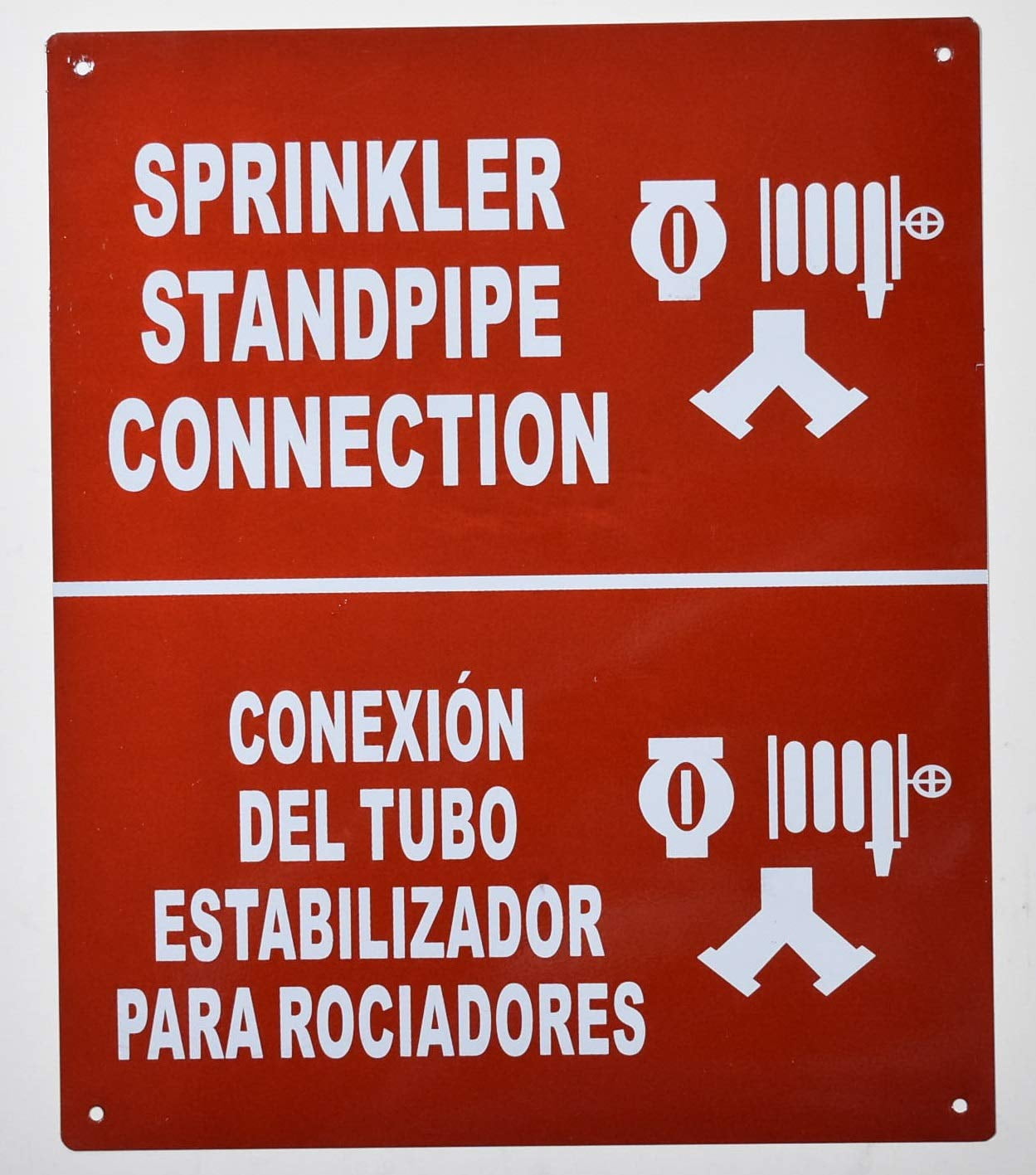 Sprinkler Standpipe Connection English Spanish (Aluminium Reflective, RED 10x12)(ref20224
