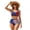 American Flag Floral Print, variant on CHAQLIN Dominican Republic Flag Red Swimsuit for Women High Waisted Bikini Sets Two Piece Push Up Halter Swimsuit V Neck Padded Top Ruched Ruffle High Rise Bottom Crisscross Tie Back Bathing Suit
