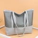 thumbnail image 3 of Bolso de hombro Oxford para mujer, bolso de mano de empalme de PU para mujer a la moda (gris) Likrtyny Para estrenar, 3 of 4