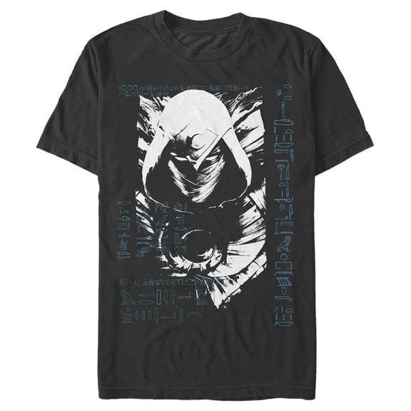 Men's Marvel: Moon Knight Blue Hieroglyphs Graphic Tee Black Medium