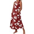 thumbnail image 5 of Ekouaer Nightgowns for Women Sleeveless Sleepshirt Long Print House Dress Tank Nightshirt Maxi Casual Dress with Pockets, 5 of 6