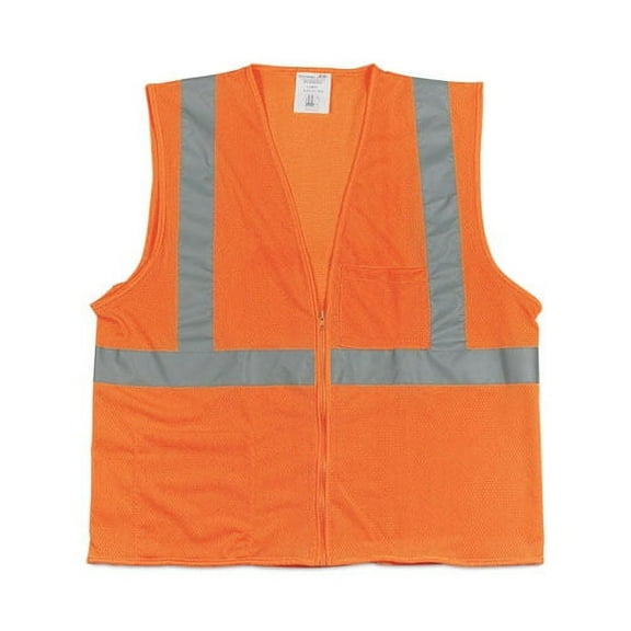 ANSI Class 2 Hook and Loop Safety Vest, 2X-Large, Hi-Viz Orange | Bundle of 5 Each