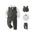 thumbnail image 2 of Likimi Toddler Kids Boys Suit Long Sleeve Lapel Shirt Pants Set Cute Comfortable Spring Fall Outfits Set Size 18-24 Months Black, 2 of 4