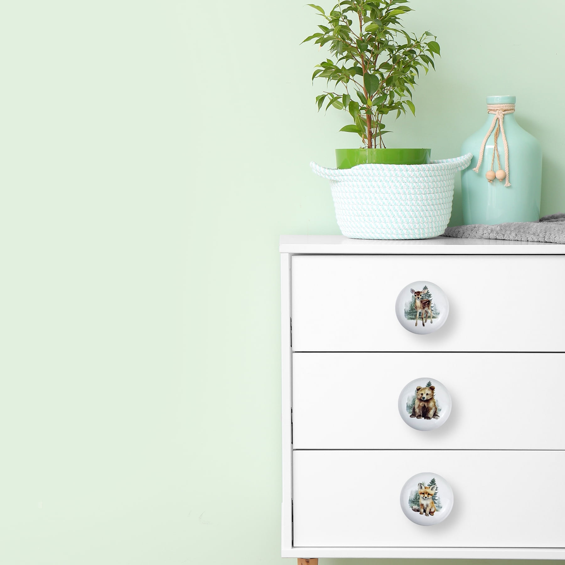 Jamjam 8Pack1.5"Jungle Animals Ceramic Cabinet Knob Safari Animals Kids Cabinet Room Dresser Drawer Handle Pulls
