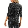 thumbnail image 3 of INSPIRE CHIC Cardigan à Paillettes pour Femme Halloween Manches 3/4 Ouvert à l'Avant Fête Vestes en Velours à Paillettes Argent m, 3 of 6