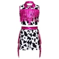 thumbnail image 3 of Aislor Girls 2 Pieces Western Cowgirl Sleeveless Fringed Top With Side Tassel Shorts Outfit Set Hot Pink 14, 3 of 7