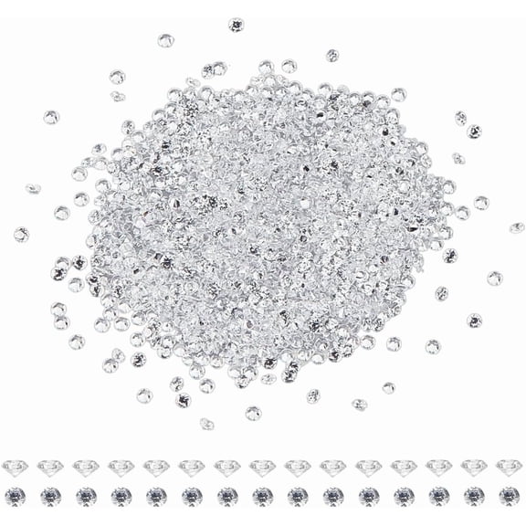 1000Pcs Clear Cubic Zirconia Round CZ Stones Faceted Pointed Back Cabochons Small Loose Diamond Gemstone for Nail Art Craft Jewelry Making