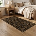 thumbnail image 2 of ODIKA 5'x7' Dark Brown Estate Geometric Washable Area Rug Vintage Art Botanical Motif With Intricate Triangular Border Easy Care, Non-Shedding, Pet Friendly, for Small Living Room, Bedroom, 2 of 7