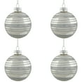 thumbnail image 2 of Northlight Glitter Stripes Christmas Shiny Glass Ball Ornaments - 2.5" (67mm) - Silver - 4ct, 2 of 9