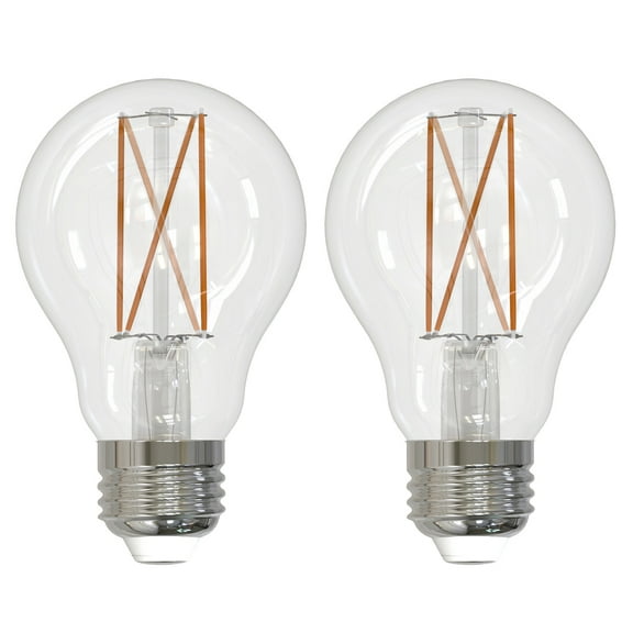 Bulbrite Pack of (2) 8.5 Watt Dimmable Clear Filament A19 Medium (E26) LED Light Bulb - 800 Lumens, 3000K, and 90 CRI