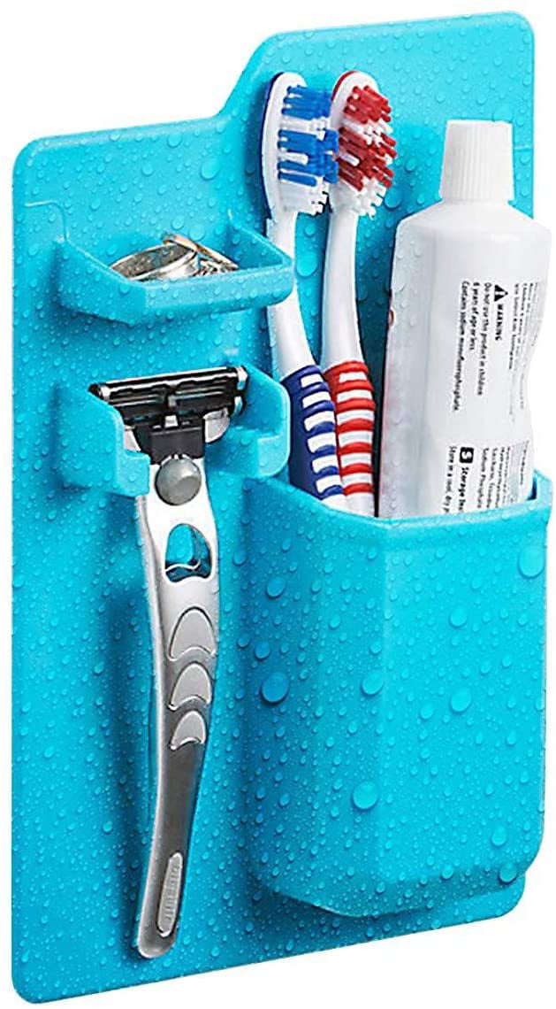 Home Silicone Toothbrush Razor Holder Mirror Bathroom Toiletry Case New 