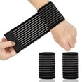 thumbnail image 1 of 2 paquetes de muñequeras de compresión ajustables, correas de soporte para muñeca, vendaje elástico y transpirable para hombres y mujeres, deportes (negro), 1 of 5