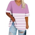 thumbnail image 2 of FDGIU Women's Plus Size Summer Tops 2025 - Casual Color Block V-Neck T-Shirts, Loose Fit Short Sleeve Trendy Tees, 2 of 4