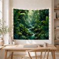 thumbnail image 5 of Tropical Jungle Stream with Lush Foliage in Misty Forest, Mystical Boho for Plant Lovers, Nature Lover Wall Art, Housewarming Gift, Tapestry Wall Hanging for Bedroom and Dorm, 5 of 7