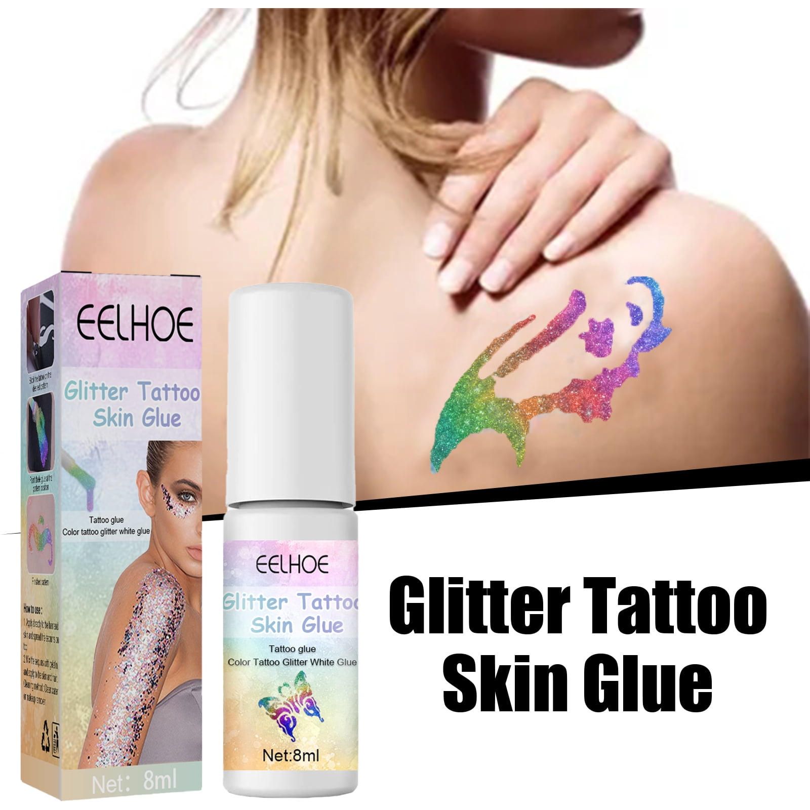 Skin glue for glitter tattoos 8ml , watersoluble glitter tattoo glue