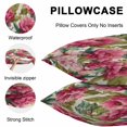 thumbnail image 5 of Throw Pillow Covers 18x18 Inch Set of 2, Pink Flowers Waterproof Outdoor Pillow Covers, Spring Watercolor Floral Leaves Plants Beige Decorative Cushion Pillowcases for Couch, Sofa, Bed, Garden, Patio, 5 of 9