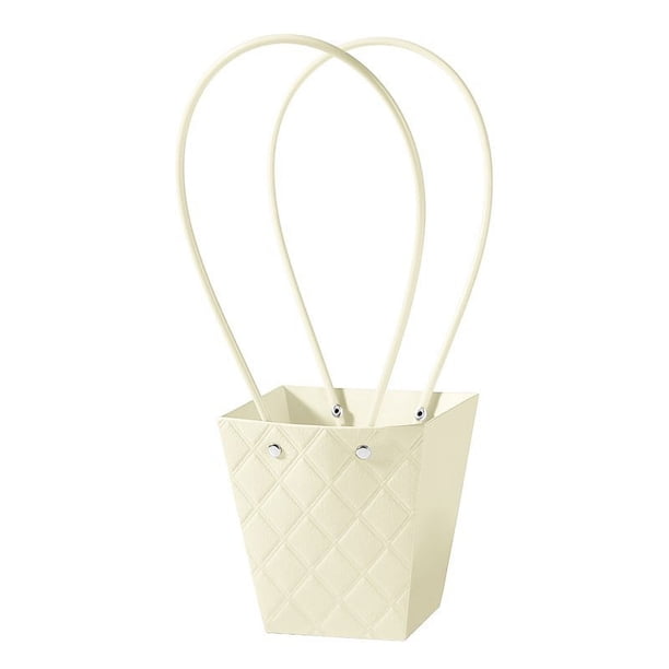 Zhuge 5 bolsas de regalo de flores para el Día de la Madre, bolsas de papel para envolver ramos portátiles con asa, cajas de flores impermeables de 4,7 x 3 x 4,9 pulgadas (amarillo)