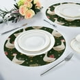 thumbnail image 4 of 15.4" Round Placemat Set of 6 Polyester Fabric Place Mats Non-Slip Dining Kitchen Table Mats for Kitchen Party Decor Cartoon Geese Carrying Presents, 4 of 5