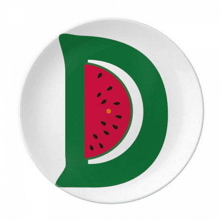

D Alphabet Watermelon Fruit Cute Pattern Plate Decorative Porcelain Salver Tableware Dinner Dish
