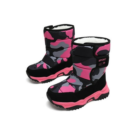 

Audeban Girls Kids Camouflage Pattern Thermal Fleece Lined Zip Up Winter Rain Snow Boots Size 12C-5Y