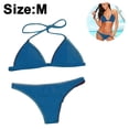thumbnail image 2 of Traje de baño de dos piezas con cuello halter y tiras triangulares para mujer, 2 of 5