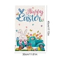 thumbnail image 3 of AZXY Happy Easter Garden Flag 12x18 Inch, Double-Sided Linen Bunny in Blue Truck with Easter Eggs Tulip Print Outdoor Yard Flag for Front Yard Porch Spring Holiday Decorations, 3 of 6