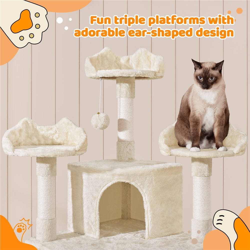 Yaheetech 76.5-inch Cat Tree Cat Tower with Condos, Beige