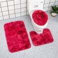 thumbnail image 2 of Bathroom Rug Mat Set, 3-Piece Solid Color Soft Absorbent Shower Floor Mat with U-Shaped Contour and Toilet Seat Cover, Machine Washable Non-Slip Bath Rug, 2 of 6