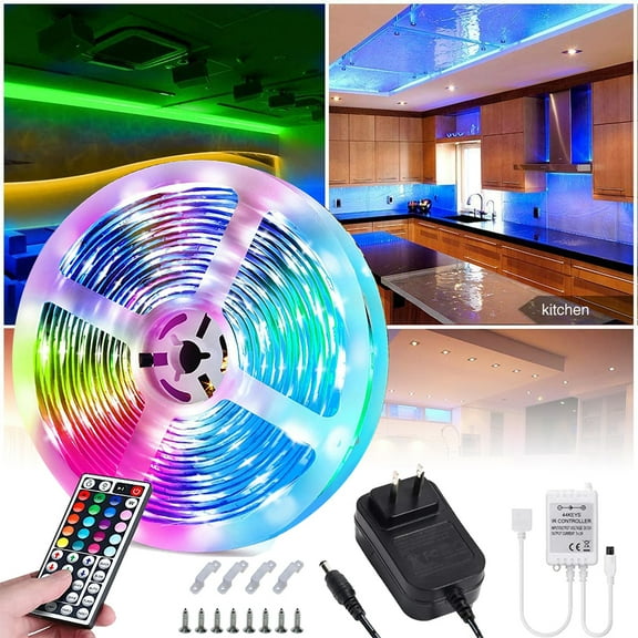 16.4ft/5M Led Lights for Bedroom, Led Strip Lights, Color Changing Light Strips With 44 Key IR Remote Control 5050 Led Lights for Bedroom, Kitchen, Party,Home Indoor/Outdoor Decortaion