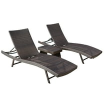 Tamar Outdoor 3-Piece Brown Wicker Chaise Lounge Set
