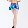 thumbnail image 3 of SWSMCLT Women's Metallic Mini Skirt Sexy Ountfit Summer Short Scooter Skirts Pleated Ruffle Micro Skort Fashion Frilly Layered Tiered Halloween Blue 14, 3 of 4