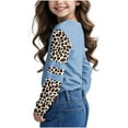 thumbnail image 7 of Ugoldhm Girls Tees Leopard Print Long Sleeve Round Neck Tops Drop Shoulder Fall Fashion Shirts, 7 of 7