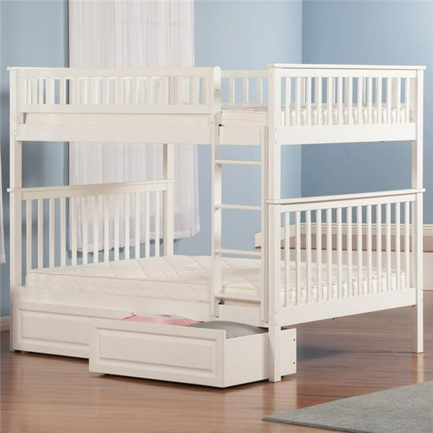 Woodland Bunkbed with Raised Panel Under Bed Storage Drawers White
