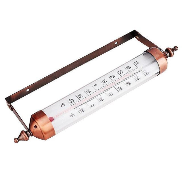 Termómetro de pared de 10 pulgadas, termómetro decorativo para interiores y exteriores, termómetros grandes para exteriores para patio, jardín, invernadero, no necesita pilas (Bro)