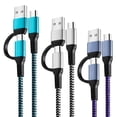 thumbnail image 1 of Cable USB C a C QQLIKE de 60 W, paquete de 3 unidades, carga rápida, 1,8 m, 1 of 5