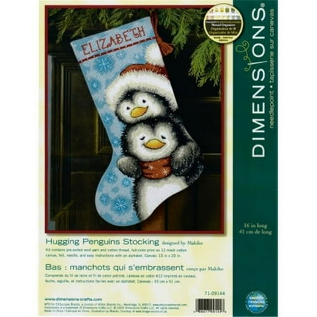 UPC: 0088677091446 | Dimensions® Hugging Penguins Stocking Needlepoint Kit