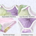 thumbnail image 3 of Green Purple Flowers Pastel Pure Cotton Bodysuit Short Sleeve Pajamas One-Piece Romper Unisex 9M, 3 of 6