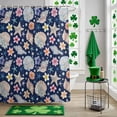 thumbnail image 5 of Shower Curtain, Ocean Starfish Shell Conch Pearl Waterproof Shower Curtain Set with Hooks for Bathroom Showers,Stalls and Bathtubs,72x72In Summer Flower Navy Blue Back, 5 of 9