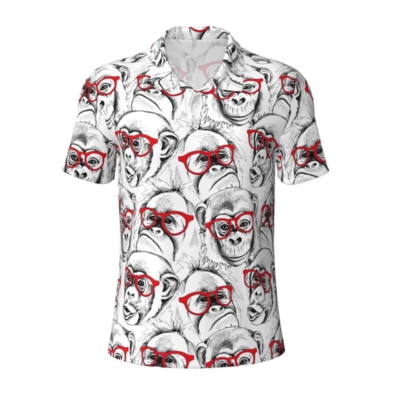 Xecao Monkey for Mens' Casual Short Sleeve Button-Down Polo Shirts for a Classic Golf Look