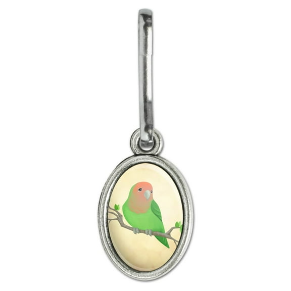Lovely Lovebird Antiqued Oval Charm Clothes Purse Suitcase Backpack Zipper Pull Aid