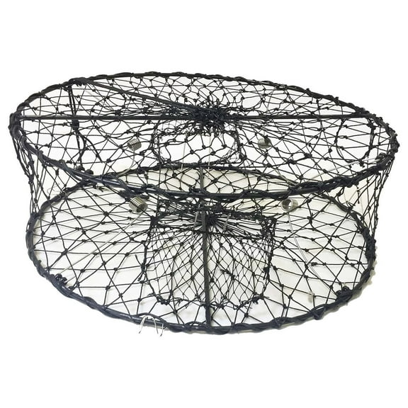 Foldable Crab Trap - 30x10 Inch Collapsible Stainless Steel Crab Pot with Spring Loaded Design - Easy Setup & Storage - CT50
